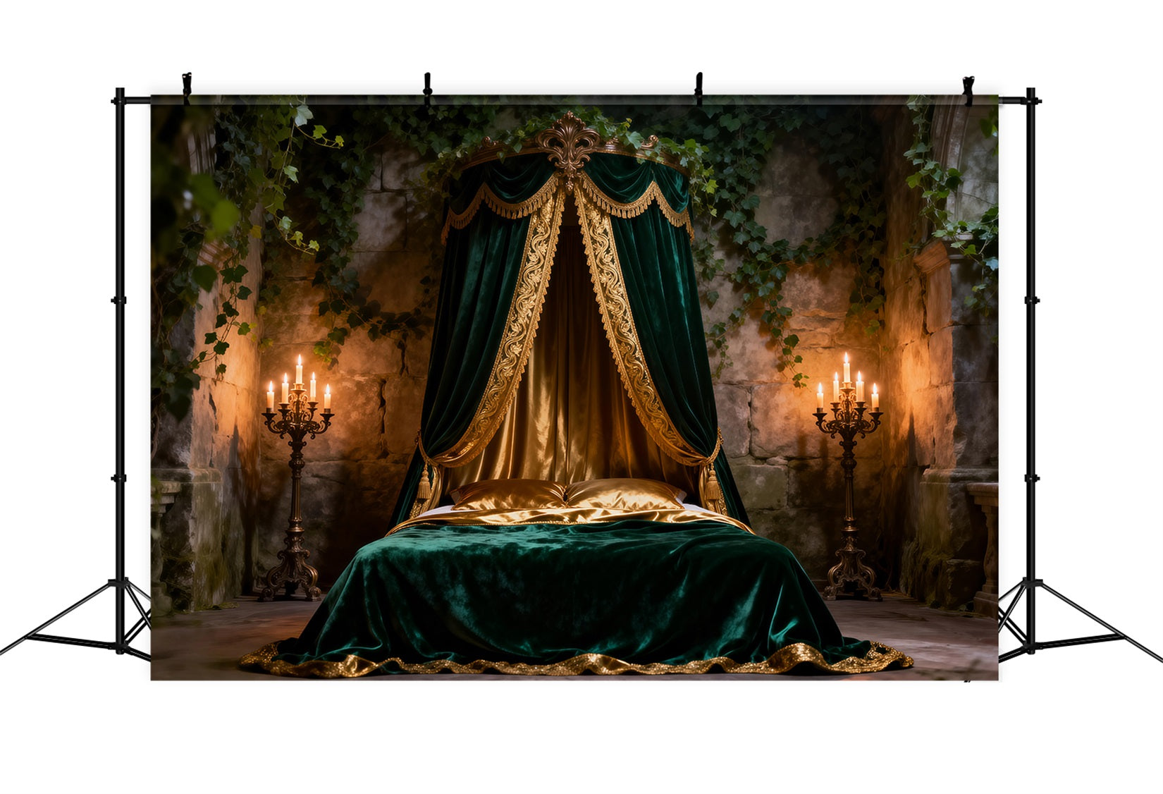 Backdrops for Boudoir Emerald Velvet Canopy Romance Headboard Backdrop Photography UK RR62-58