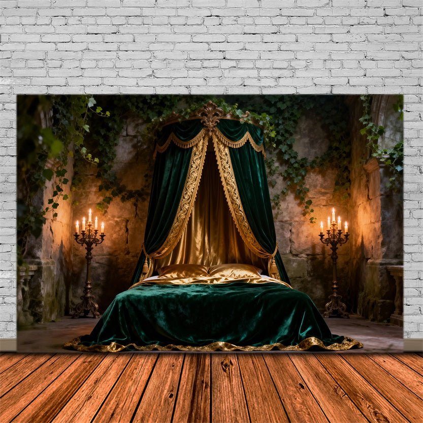 Backdrops for Boudoir Emerald Velvet Canopy Romance Headboard Backdrop Photography UK RR62-58