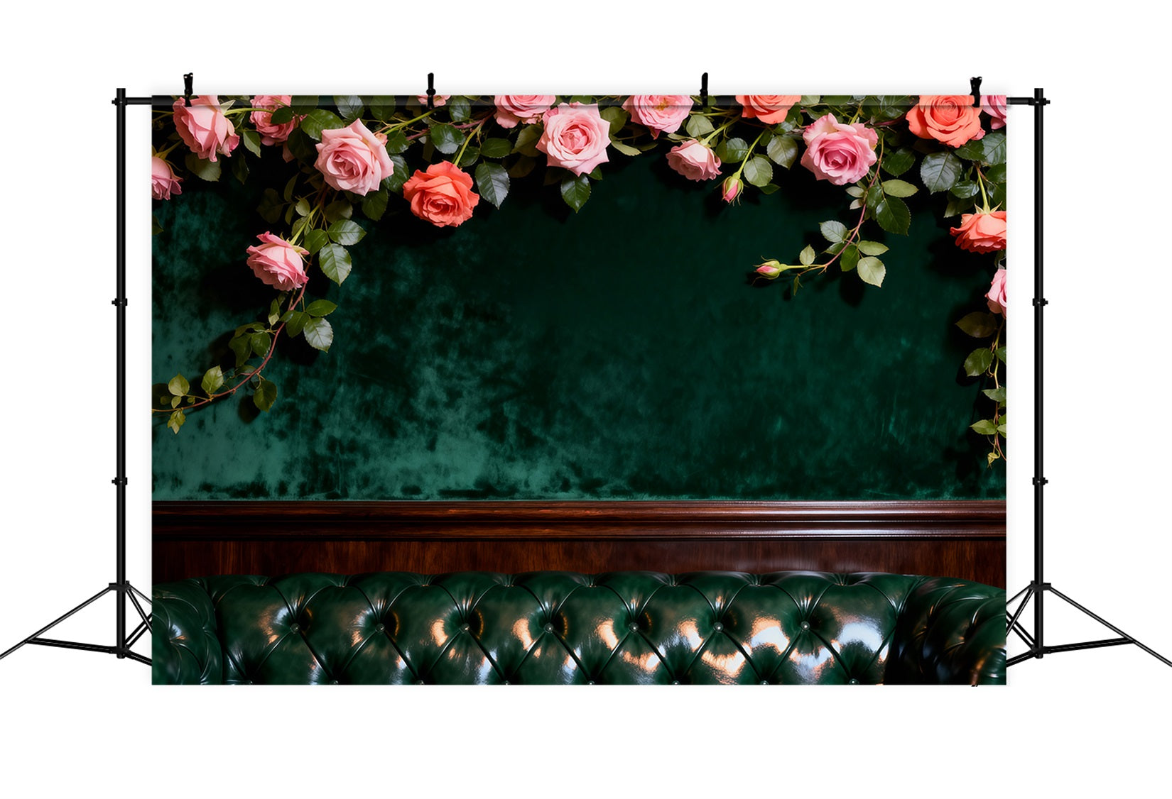 Boudoir Backdrop Emerald Velvet Floral Lounge Bed Headboard Backdrop UK RR62-60
