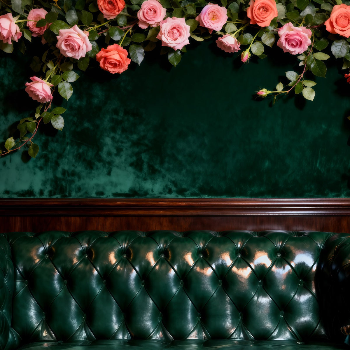 Boudoir Backdrop Emerald Velvet Floral Lounge Bed Headboard Backdrop UK RR62-60