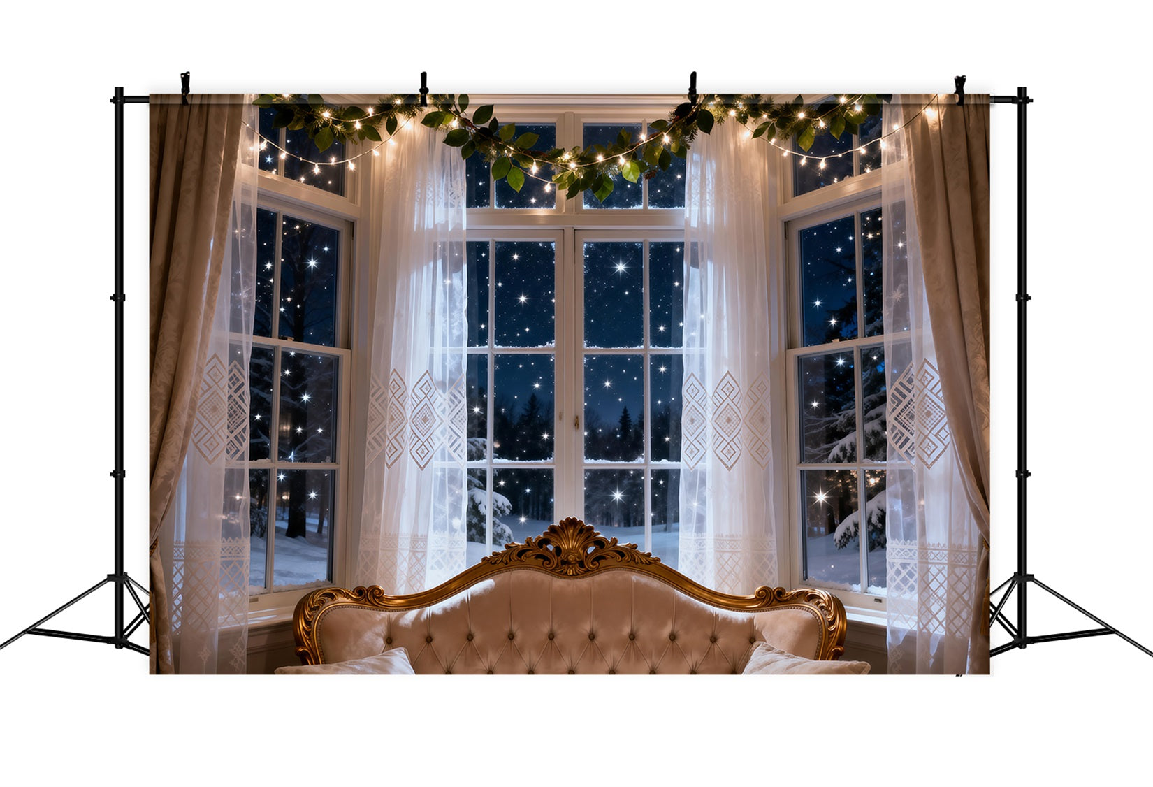 Boudoir Headboard Backdrop Starry Winter Window Glow Boudoir Backdrop Ideas UK RR62-61