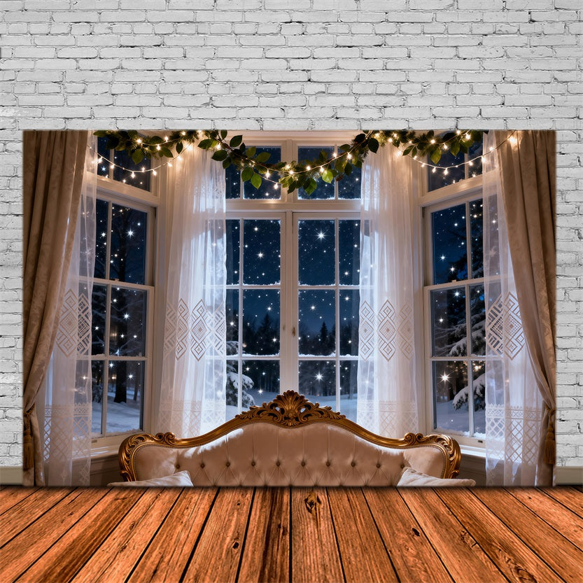 Boudoir Headboard Backdrop Starry Winter Window Glow Boudoir Backdrop Ideas UK RR62-61