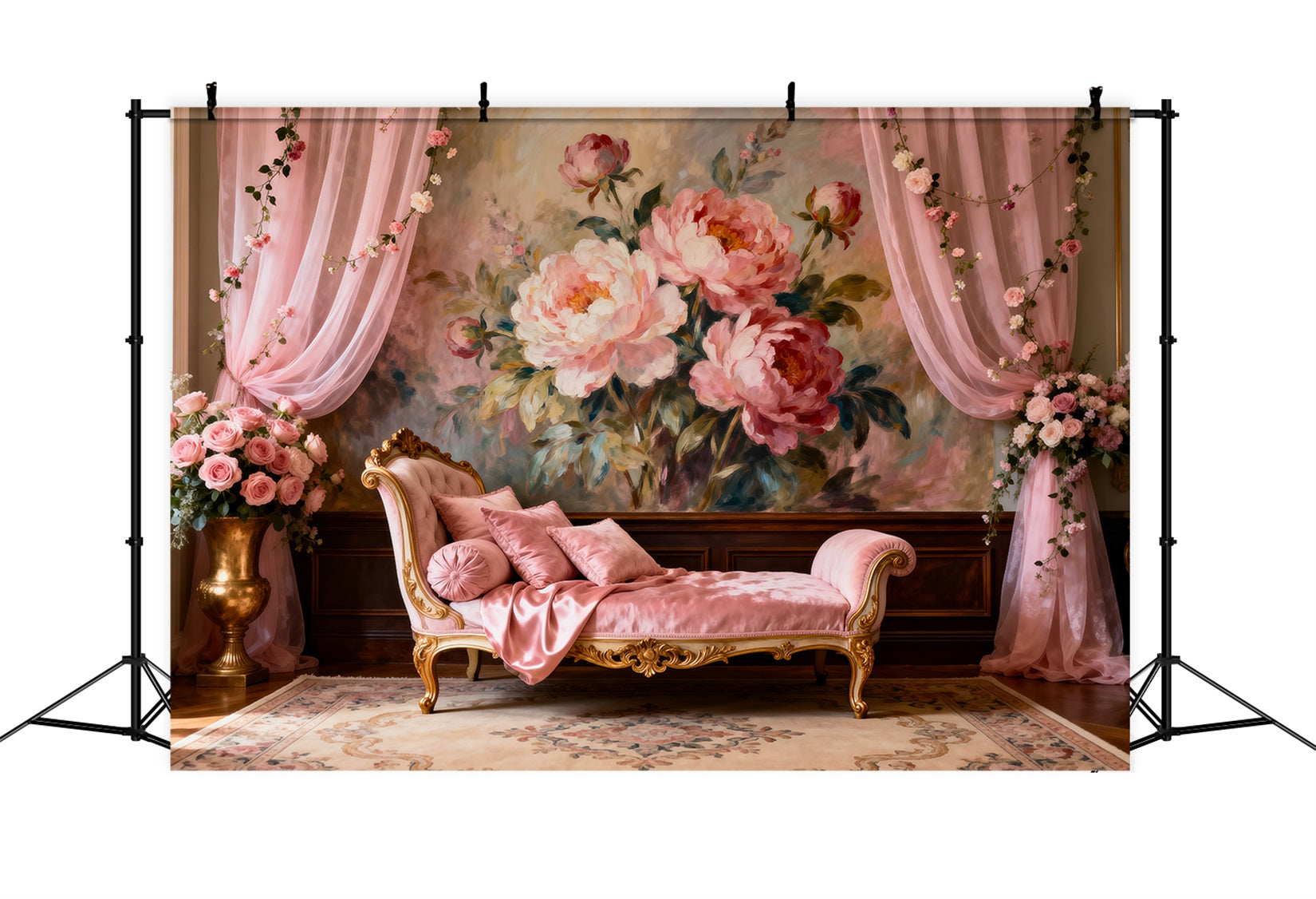 Boudoir Backdrop Ideas Romantic Blush Painted Peonies Vintage Photo Backdrops UK RR62-62