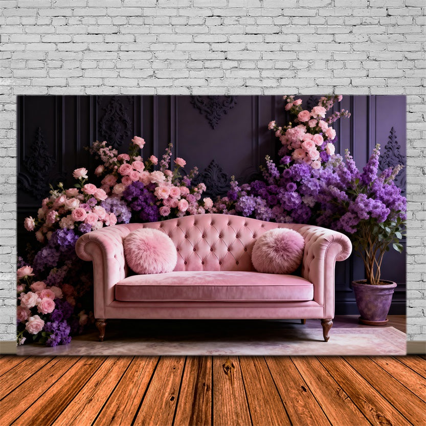 Backdrops For Boudoir Photography Blush Velvet Floral Sofa Vintage Backdrop UK RR62-63