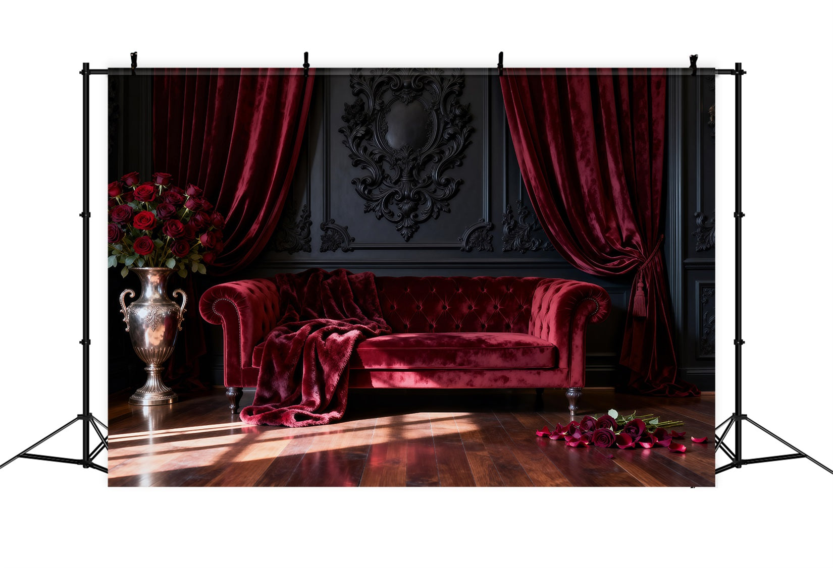 Boudoir Photography Backdrops Crimson Velvet Rose Salon Retro Photo Backdrop UK RR62-65