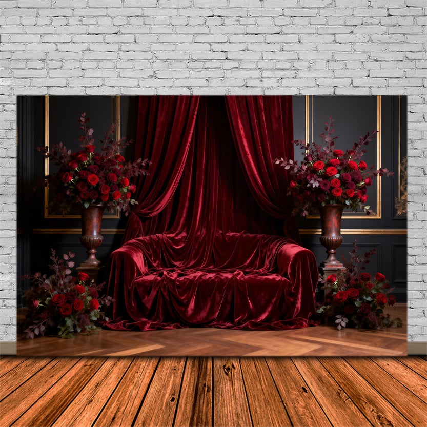 Backdrops for Boudoir Royal Red Draped Throne Classic Photo Backdrop UK RR62-66