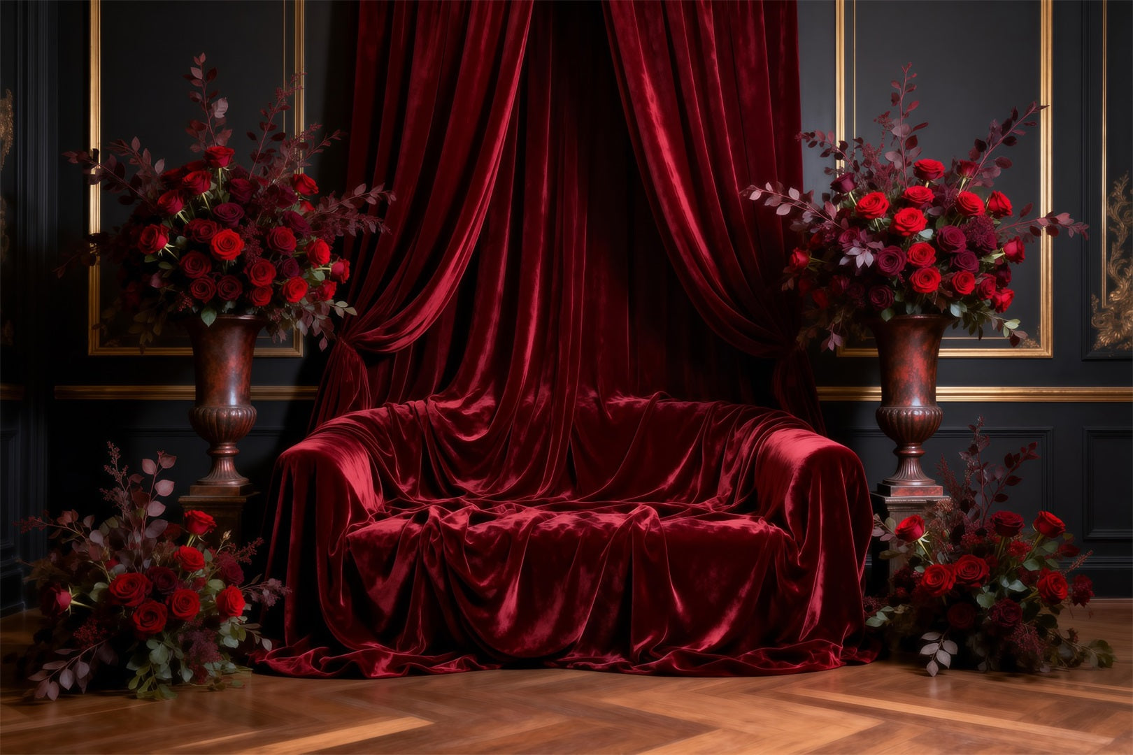 Backdrops for Boudoir Royal Red Draped Throne Classic Photo Backdrop UK RR62-66