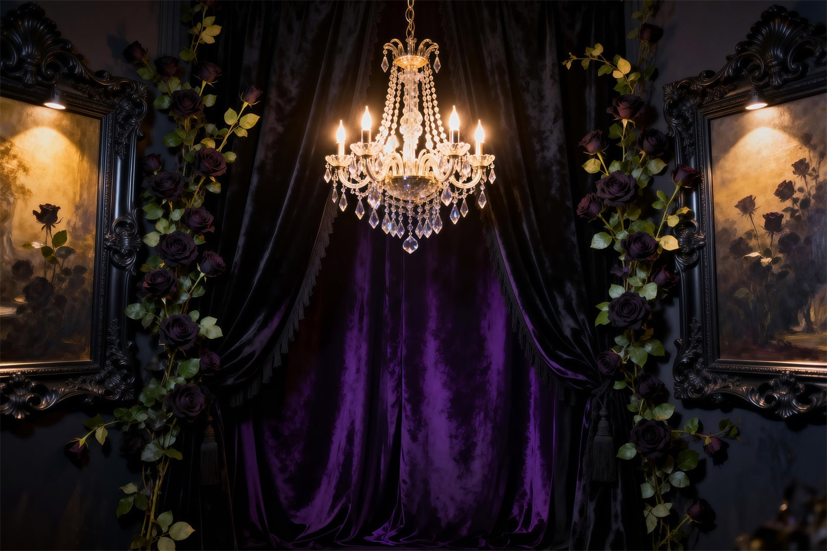 Boudoir Backdrop Ideas Dark Romance Crystal Curtain Antique Photo Backdrop UK RR62-70