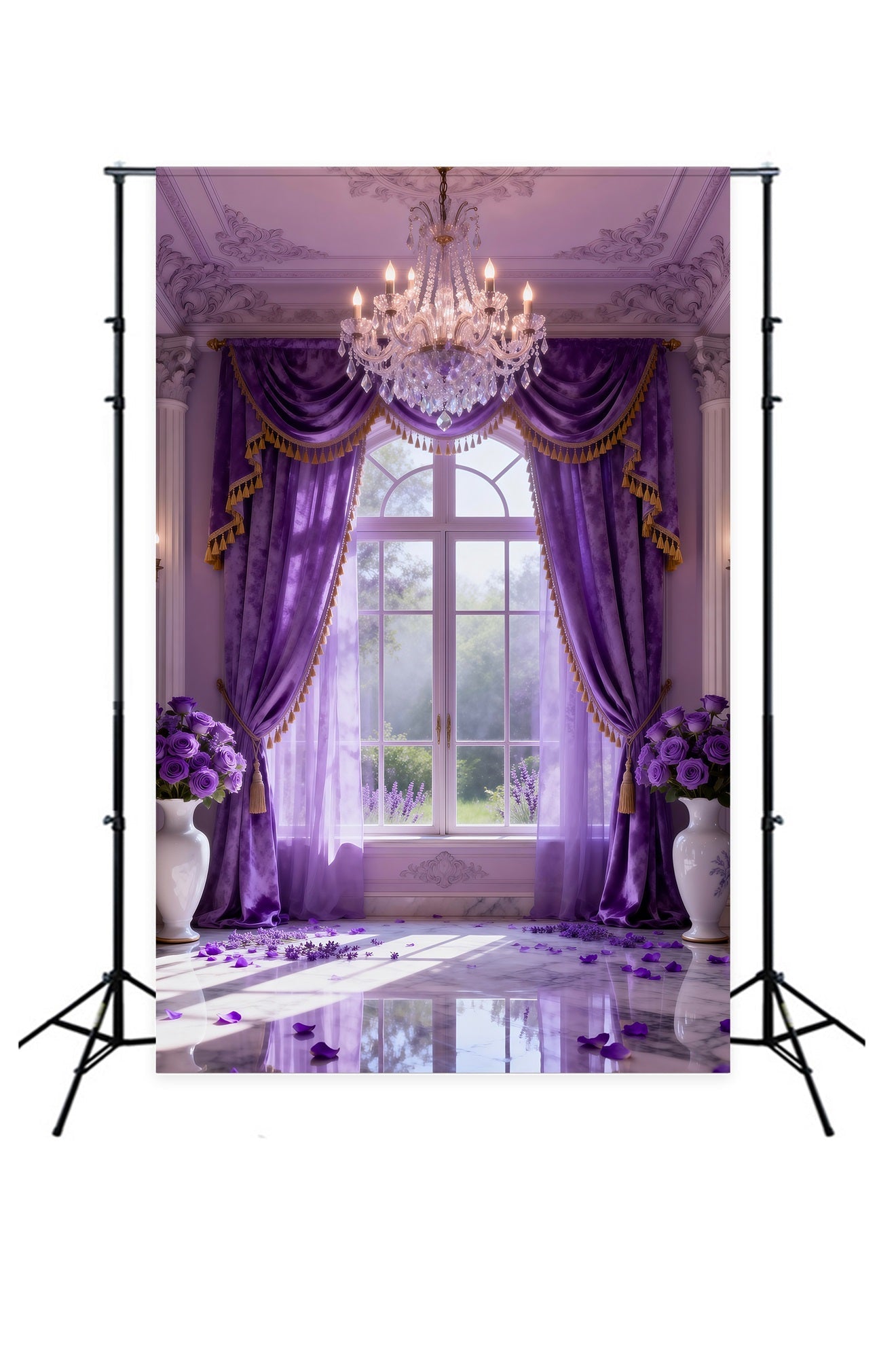 Boudoir Photo Backdrops Lavender Crystal Draped Window Vintage Backdrop UK RR62-72