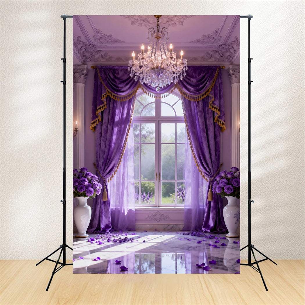 Boudoir Photo Backdrops Lavender Crystal Draped Window Vintage Backdrop UK RR62-72