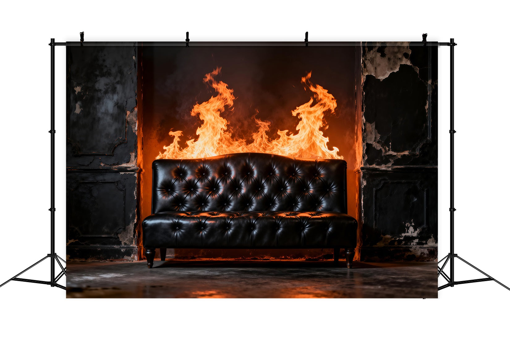 Backdrops for Boudoir Inferno Noir Leather Sofa Antique Photography Backdrops UK RR62-73