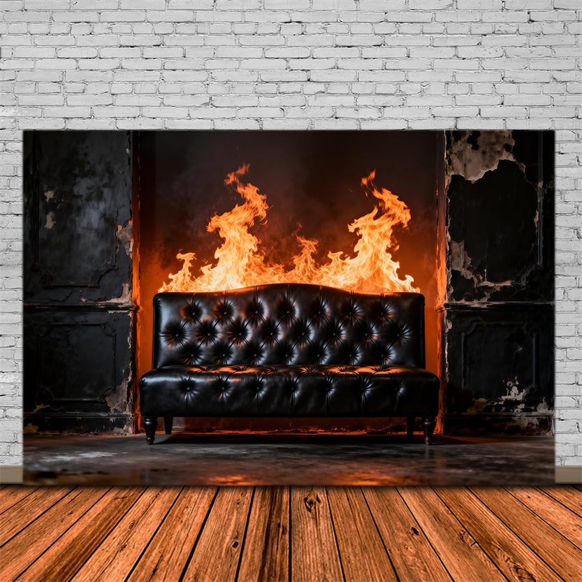 Backdrops for Boudoir Inferno Noir Leather Sofa Antique Photography Backdrops UK RR62-73