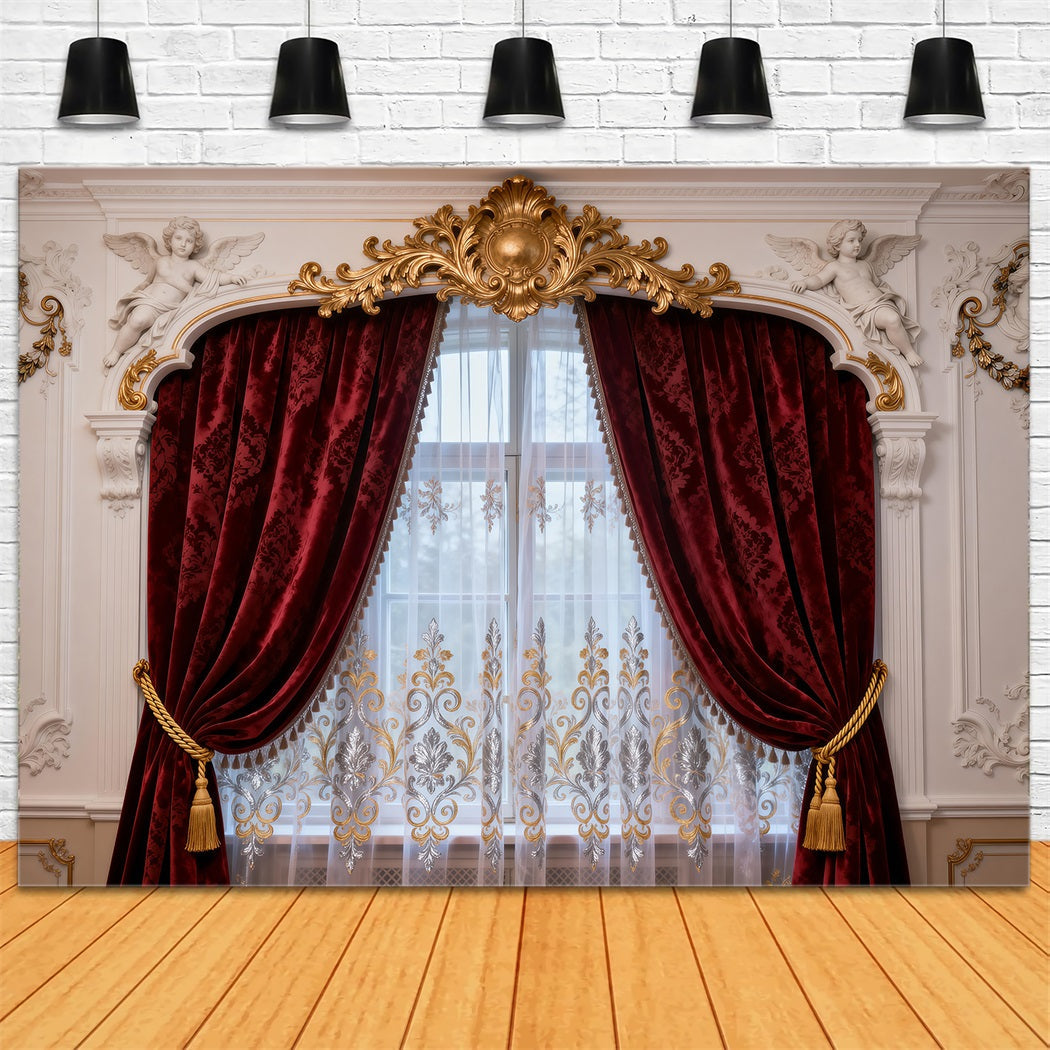 Backdrops For Boudoir Photography Baroque Cherub Velvet Drapery Retro Photo Backdrop UK RR62-79