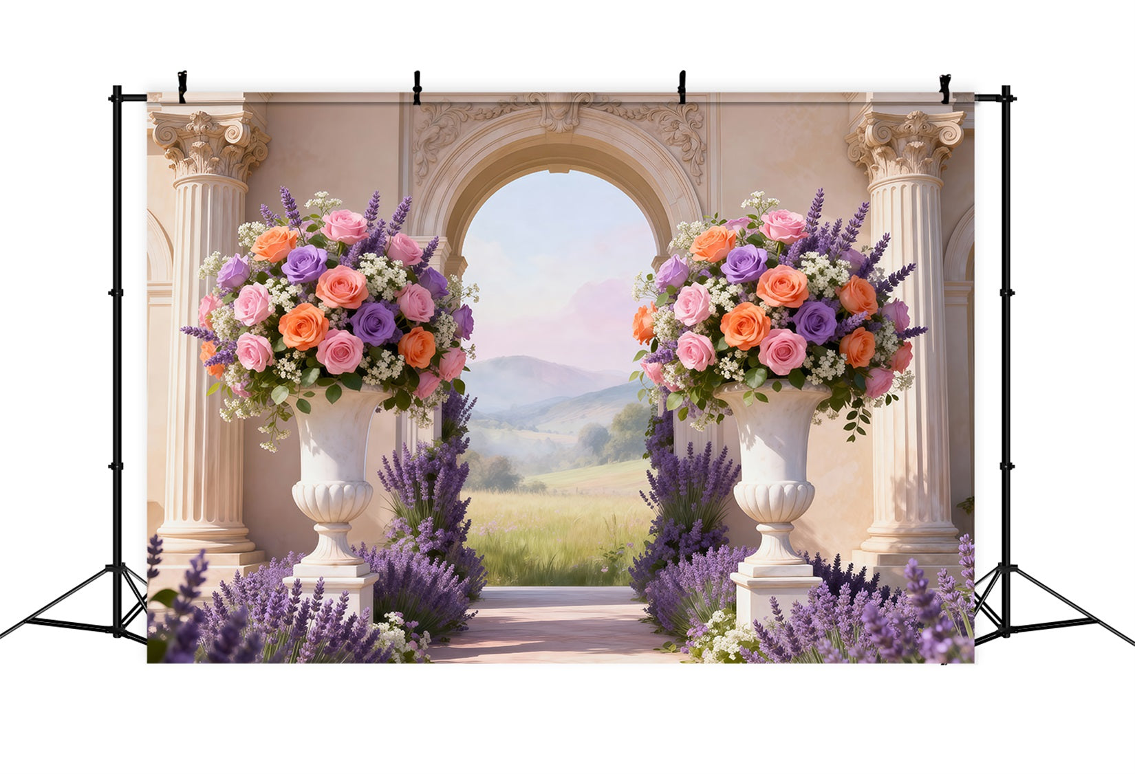 Enchanted Garden Backdrop Pastel Floral Courtyard Valley View Spring Backdrop UK RR62-8