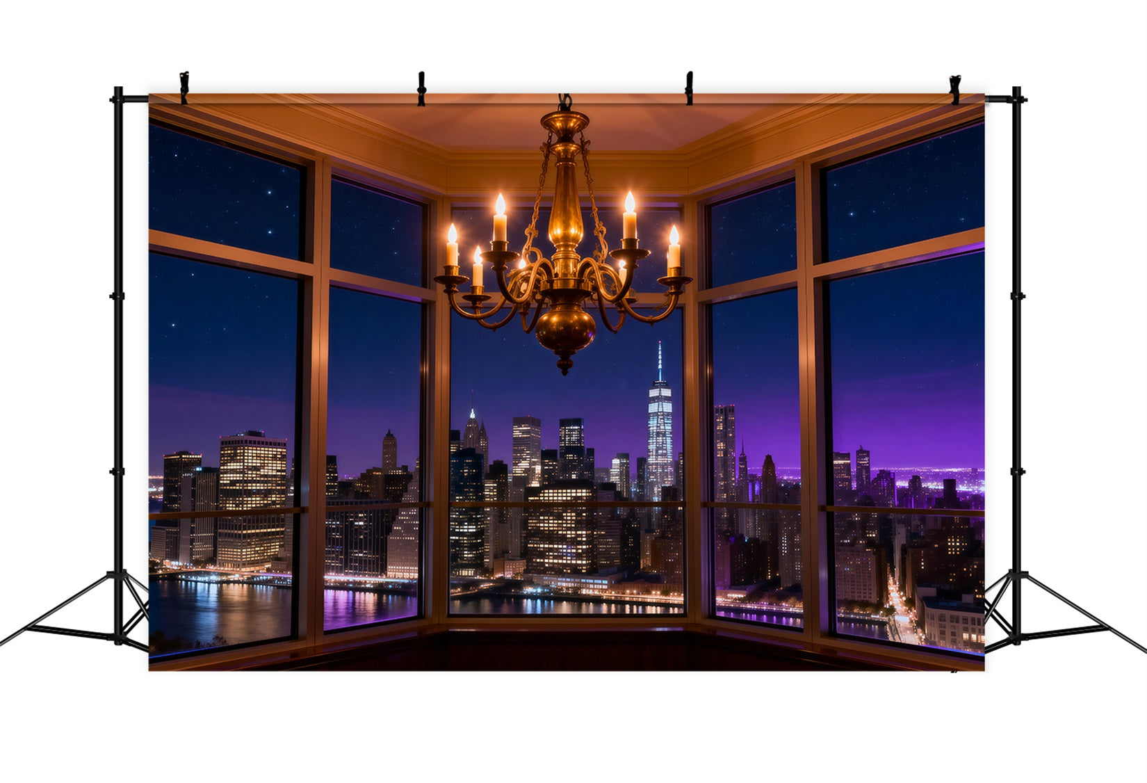 Boudoir Backdrops Midnight Skyline Candle Chandelier Boudoir Backdrop Ideas UK RR62-81