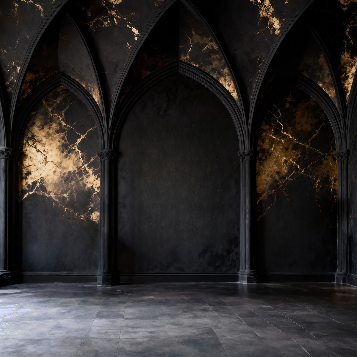 Boudoir Backdrop Ideas Black Marble Gold Vein Arches Vintage Wall Backdrop UK RR62-84