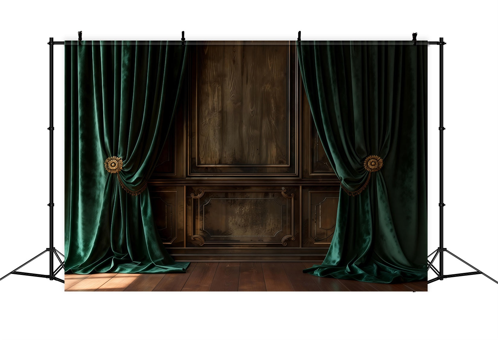 Boudoir Photography Backdrops Emerald Velvet Draped Wood Wall Vintage Studio Backdrop UK RR62-85