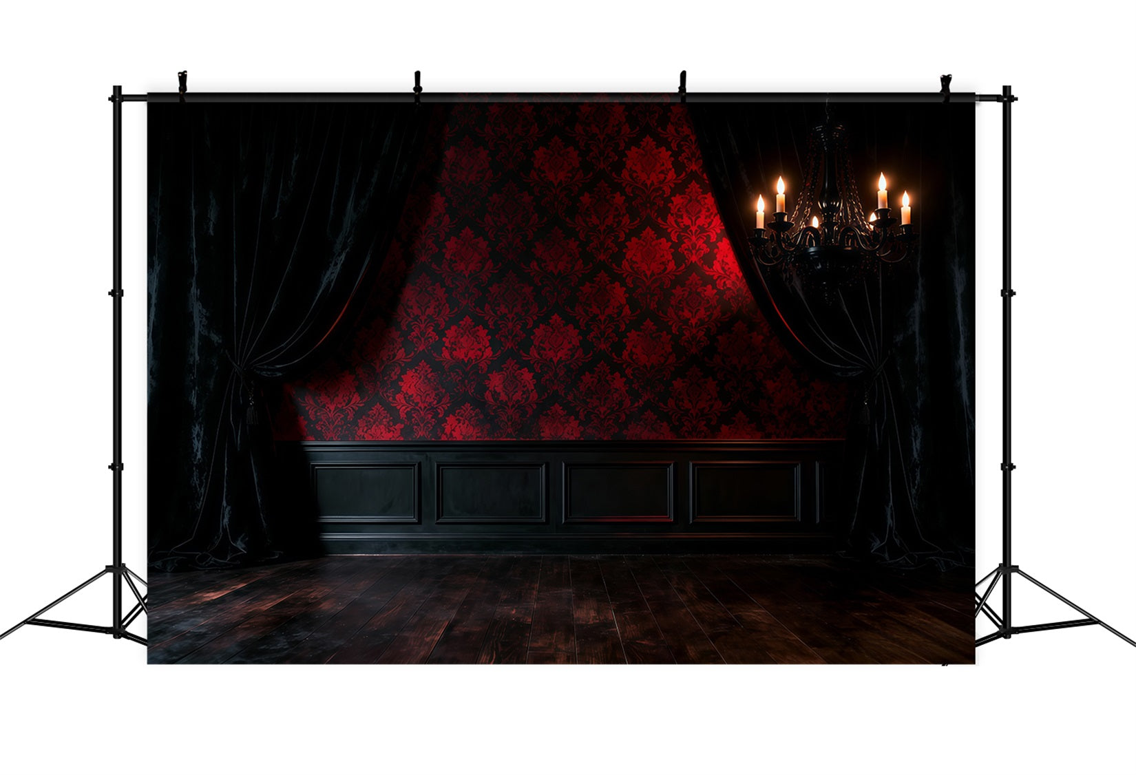 Boudoir Backdrop Ideas Crimson Damask Shadow Chandelier Vintage Photo Backdrops UK RR62-86