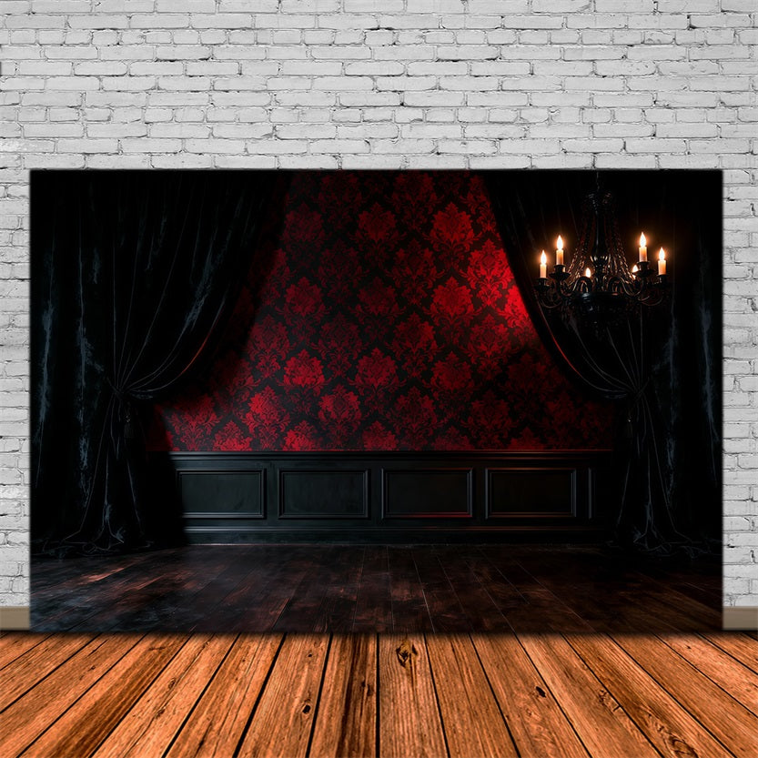 Boudoir Backdrop Ideas Crimson Damask Shadow Chandelier Vintage Photo Backdrops UK RR62-86