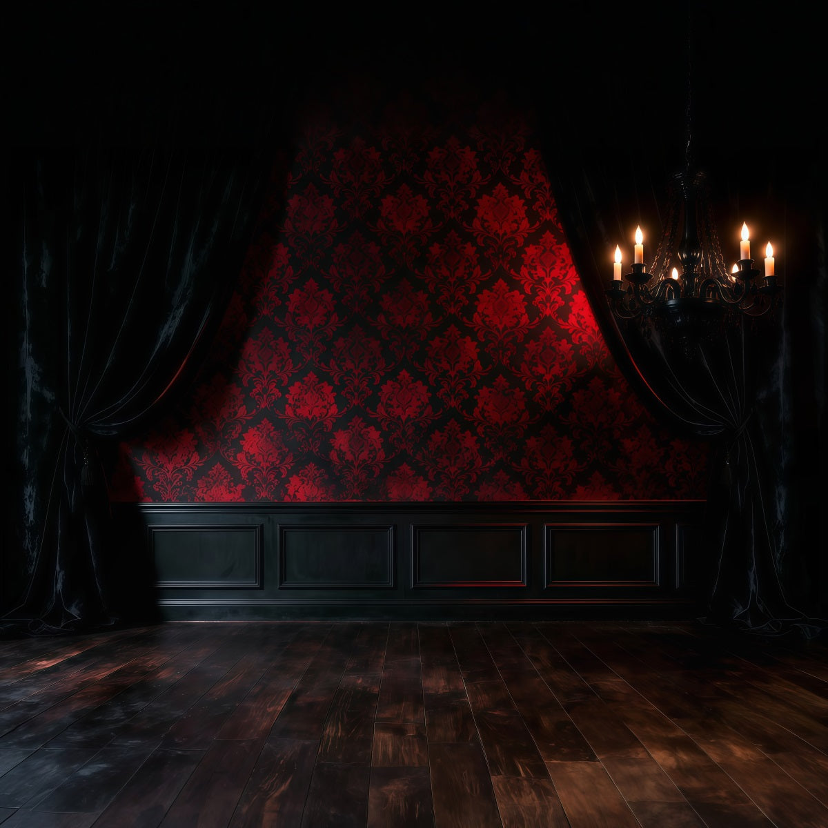 Boudoir Backdrop Ideas Crimson Damask Shadow Chandelier Vintage Photo Backdrops UK RR62-86
