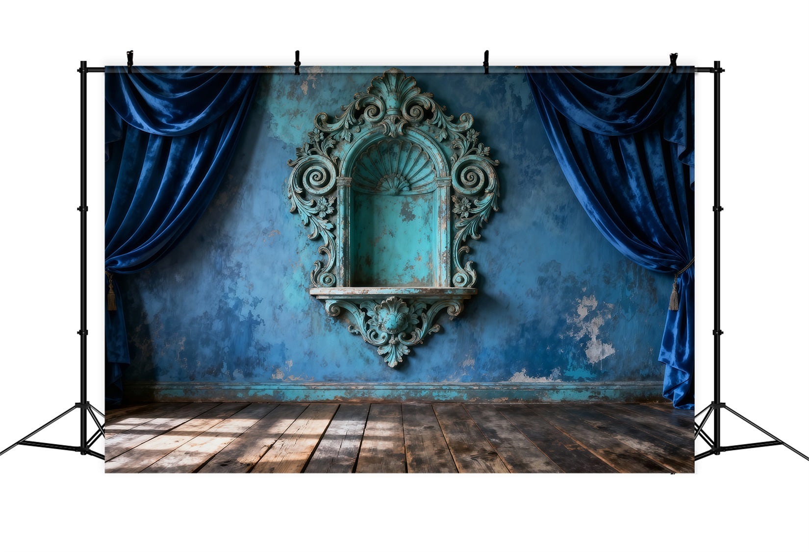 Backdrops For Boudoir Photography Antique Teal Baroque Wall Drapery Antique Backdrop UK RR62-87