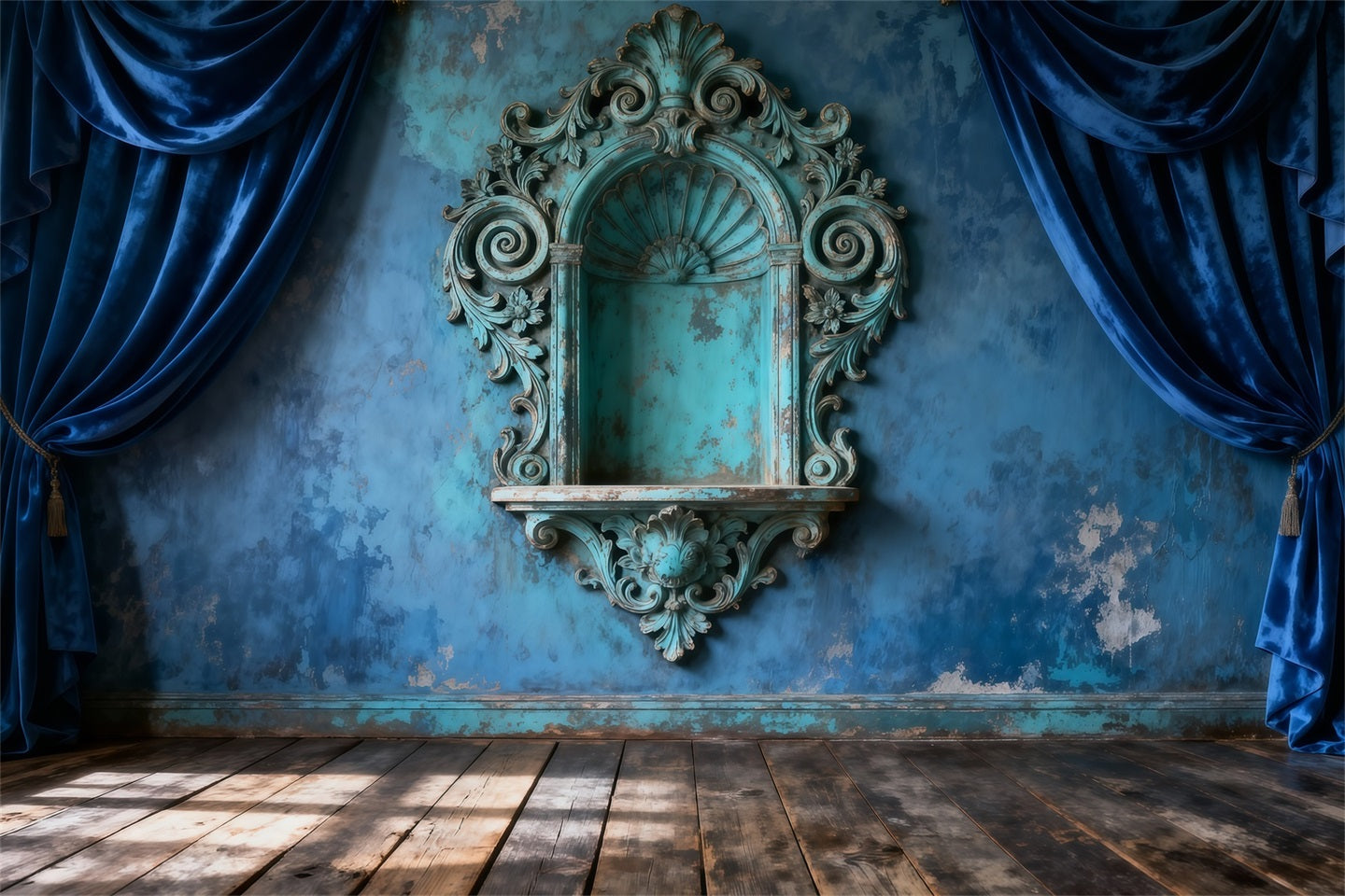 Backdrops For Boudoir Photography Antique Teal Baroque Wall Drapery Antique Backdrop UK RR62-87