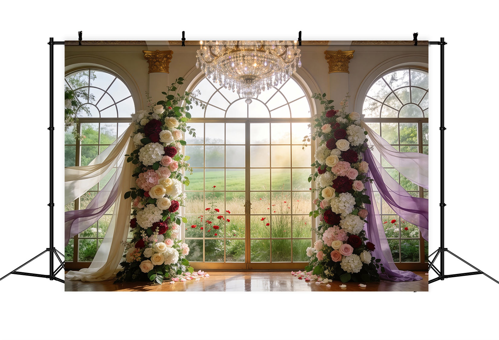 Spring Flowers Backdrop Grand Crystal Window Flower Arch Floral Photo Backdrop UK RR62-9