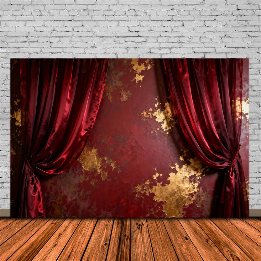 Backdrops for Boudoir Crimson Gilded Velvet Curtain Texture Vintage Wall Backdrop UK RR62-90