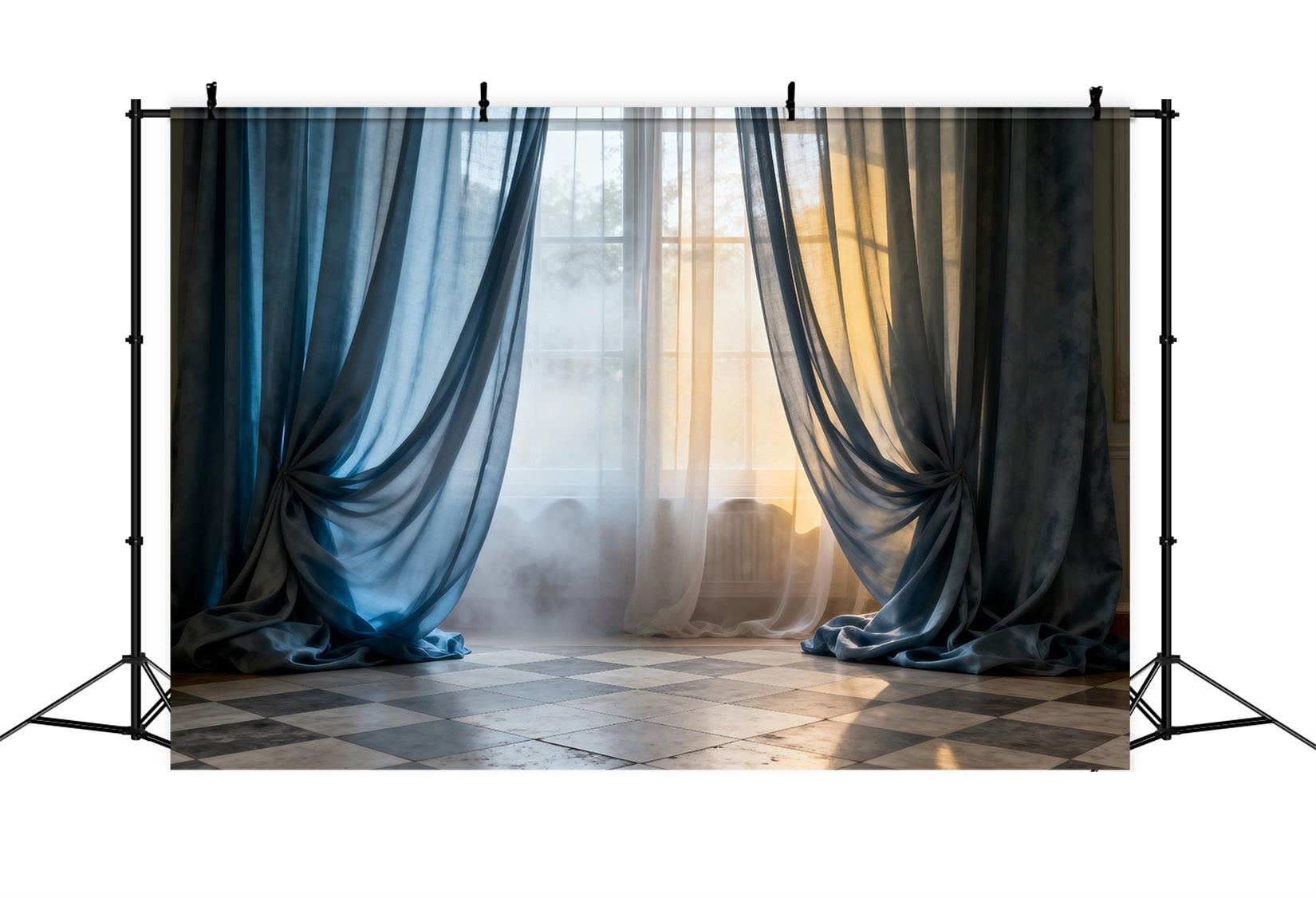 Boudoir Photography Backdrops Blue Sheer Windowlight Drapes Boudoir Backdrop UK RR62-93