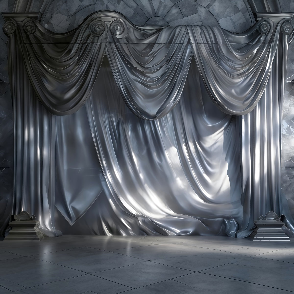 Boudoir Backdrop Ideas Silver Satin Cascading Drapery Retro Photo Backdrop UK RR62-94