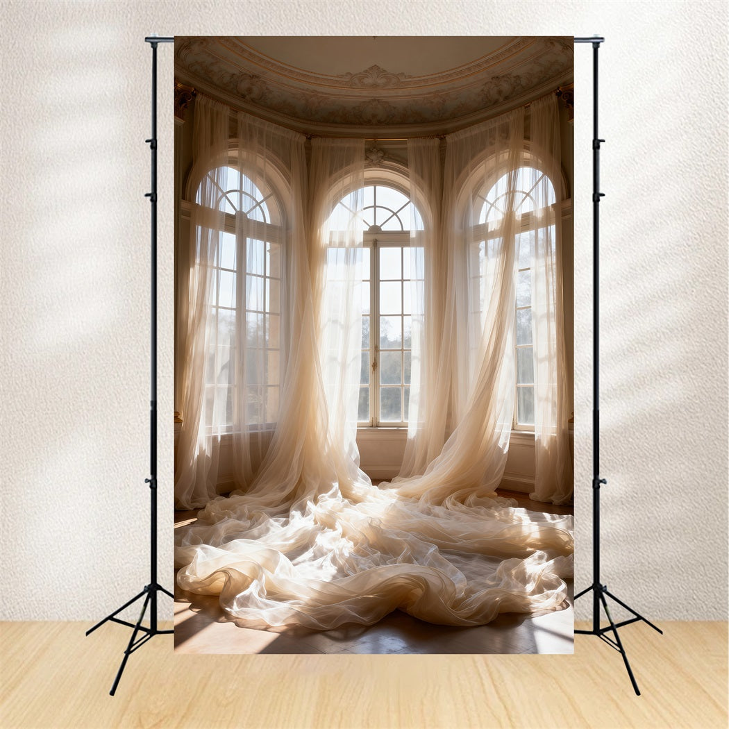 Backdrops For Boudoir Photography Sunlit Sheer Palace Windows Classic Backdrop UK RR62-95