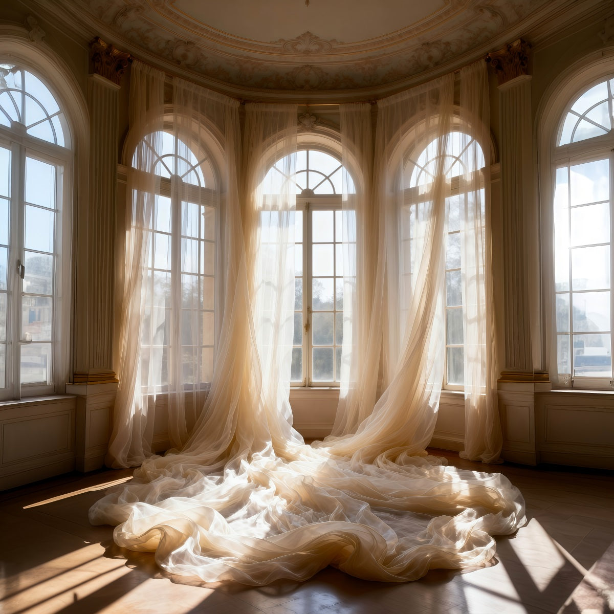 Backdrops For Boudoir Photography Sunlit Sheer Palace Windows Classic Backdrop UK RR62-95