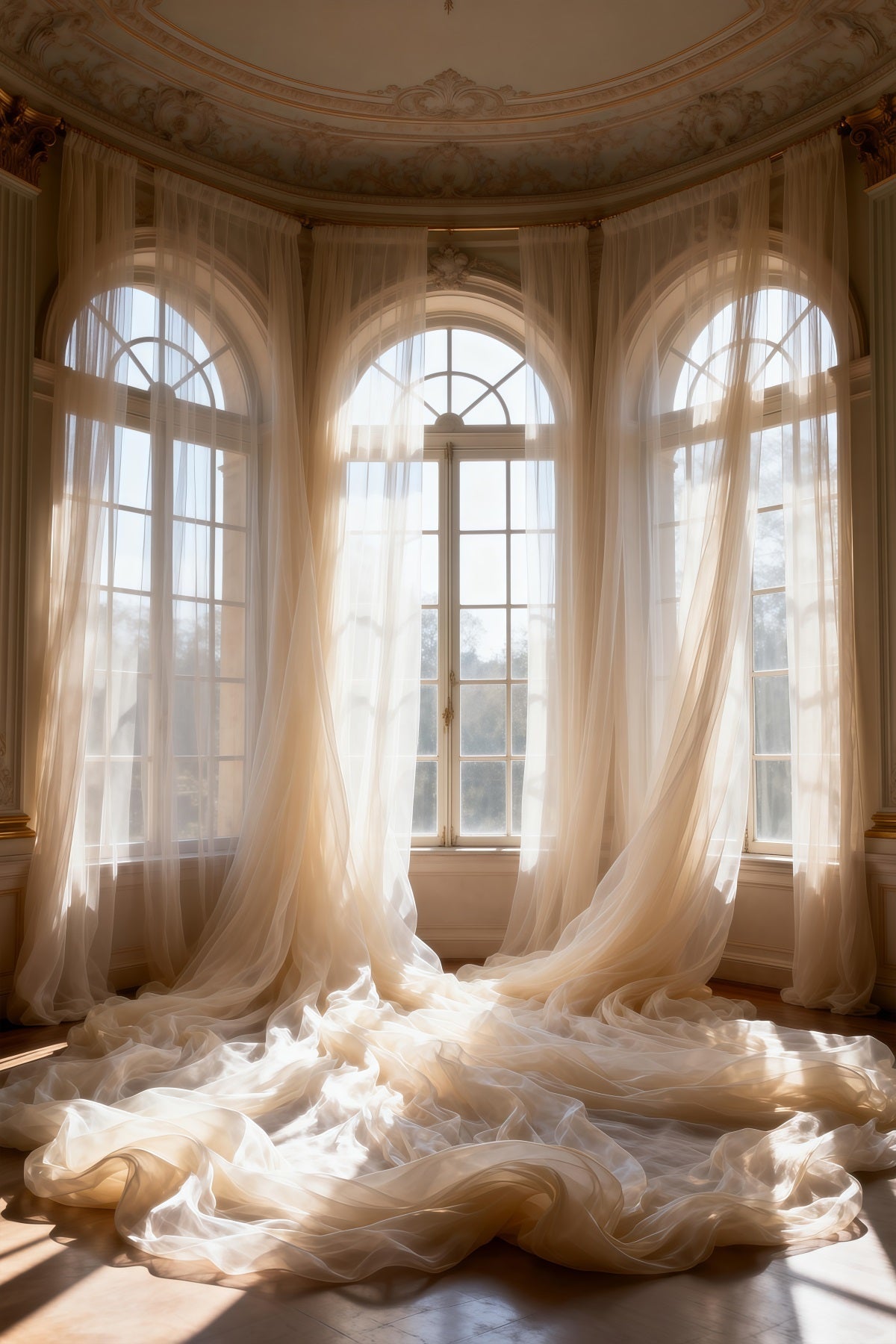 Backdrops For Boudoir Photography Sunlit Sheer Palace Windows Classic Backdrop UK RR62-95