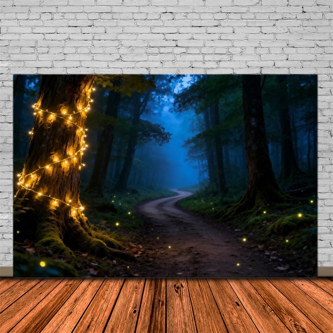 Creepy Forest Backdrop Mystic Night Forest Path Fairy Lights Backdrop Forest Theme UK RR63-129