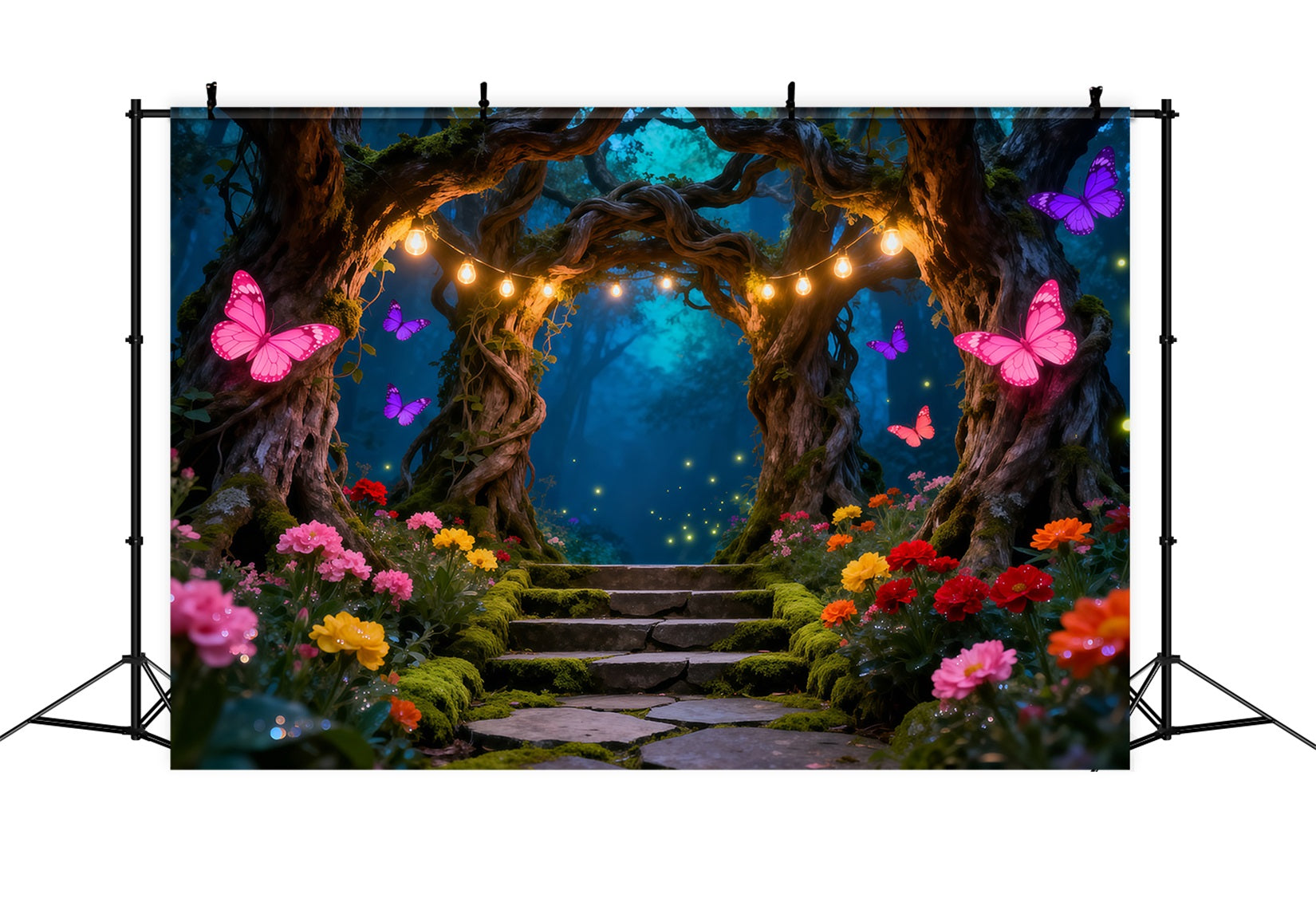 Enchanted Forest Backdrop Ideas Butterfly Lights Twisted Tree Arch Photography Forest Backdrop UK RR63-131