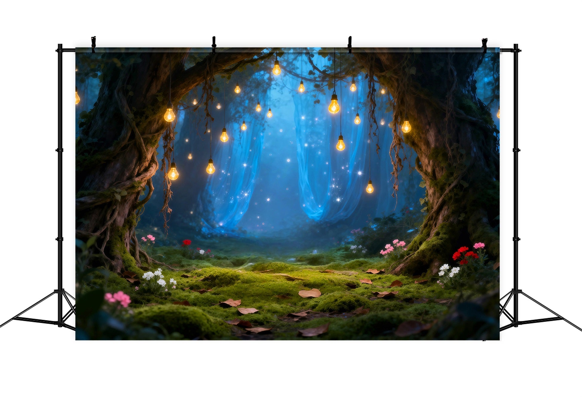 Rain Forest Backdrop Hanging Bulb Magical Mossy Clearing Enchanted Forest Theme Backdrop UK RR63-147