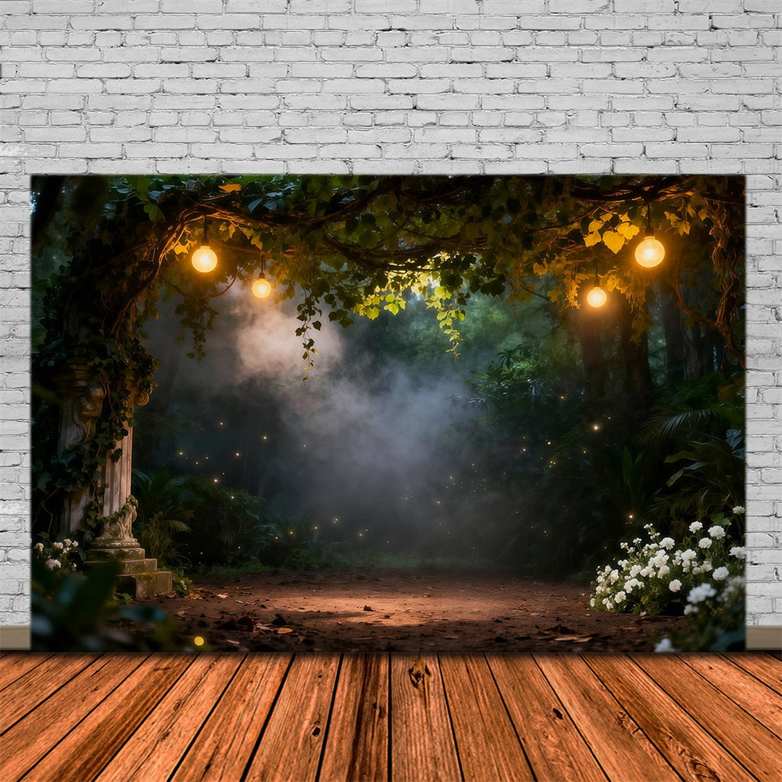 Forest Photo Backdrops Vintage Lantern Misty Secret Garden Spooky Forest Backdrop UK RR63-148