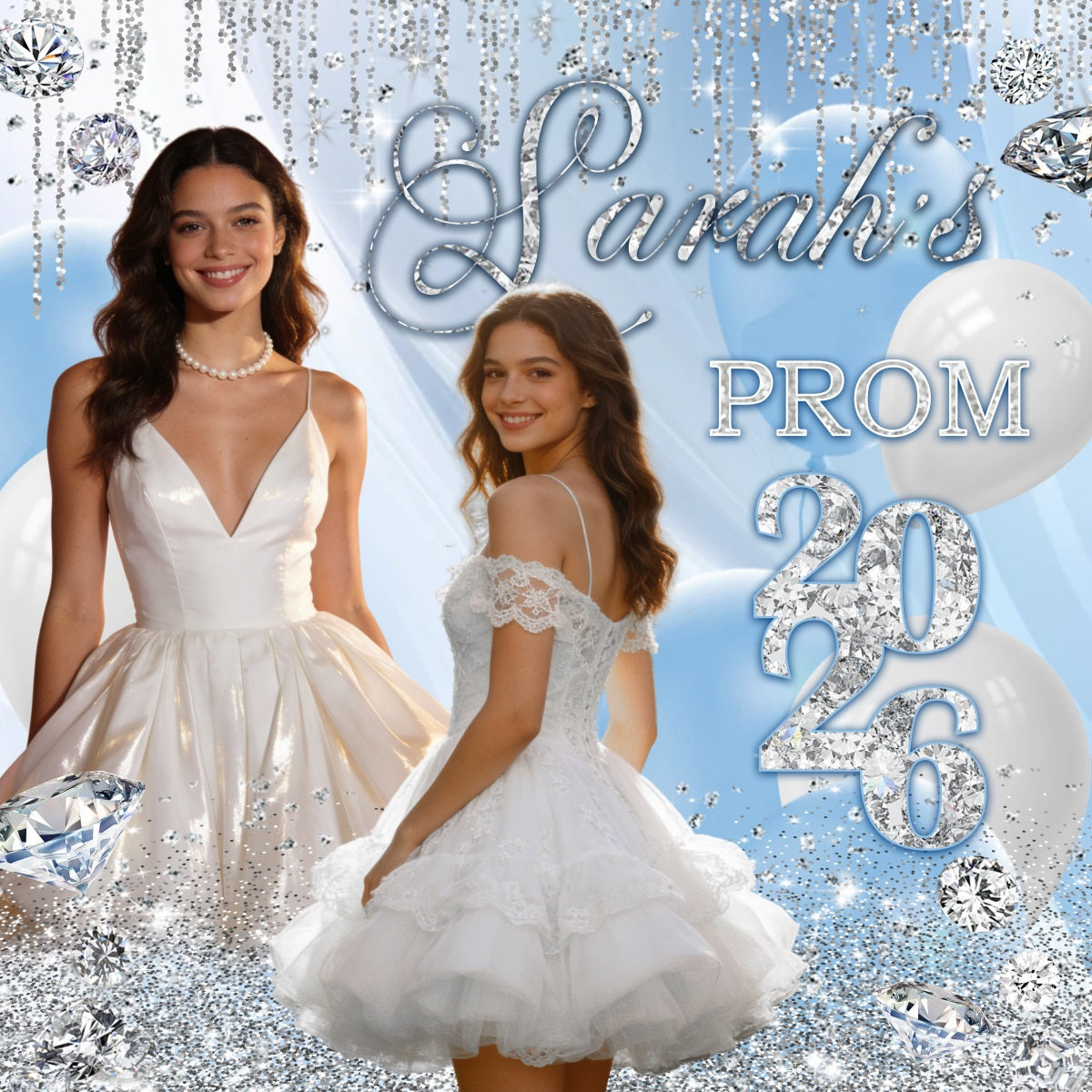 Prom Backdrop Blue Diamond Glitter Personalized Graduation Party Backdrop UK RR63-3