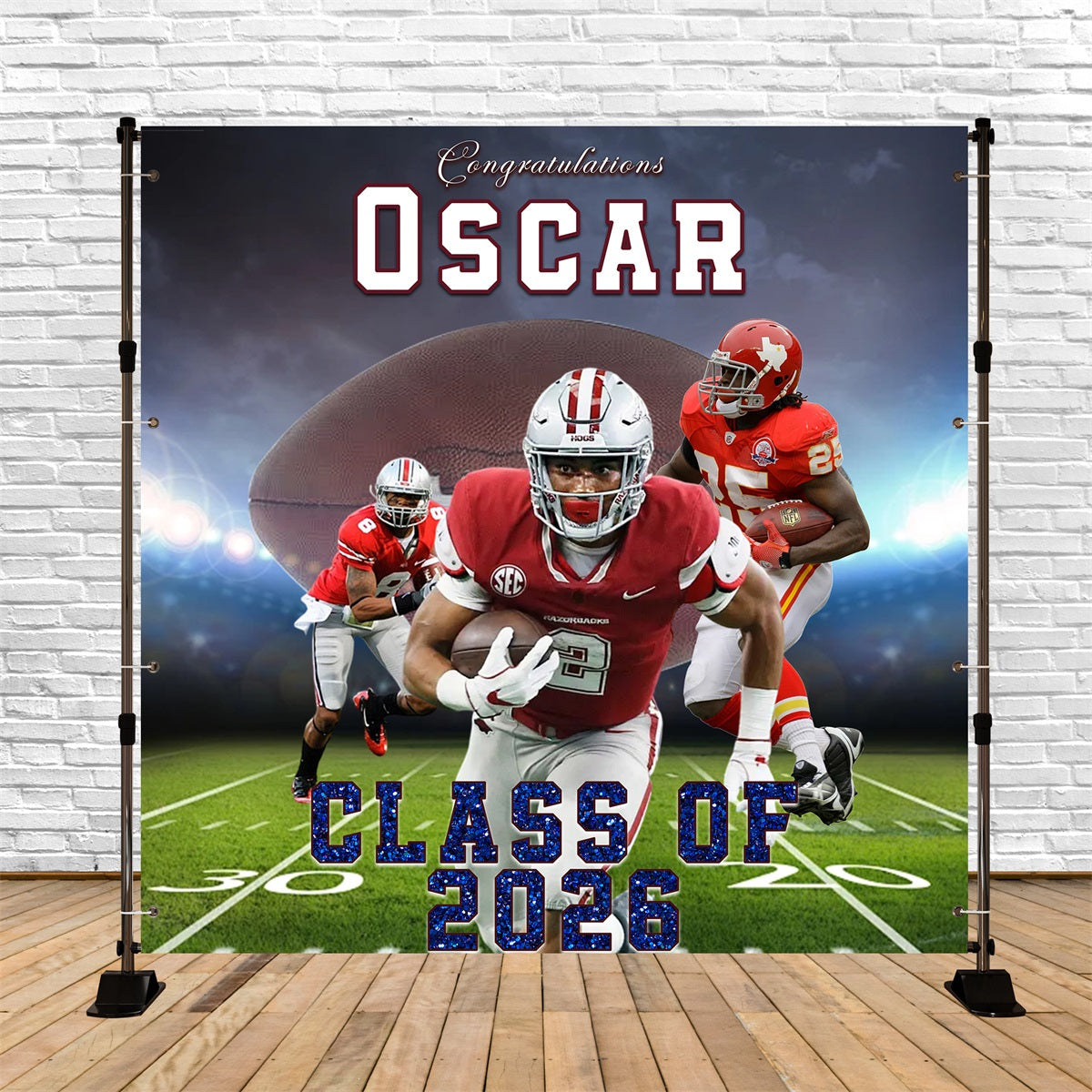 Sports Graduation Backdrop Football Victory Moment Custom Graduation Backdrops UK RR63-35