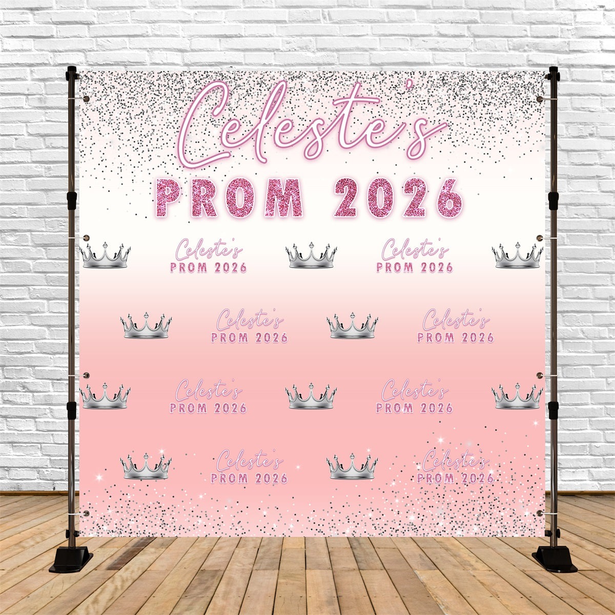 Crown Decor Prom Party Backdrop Crown Accents Pink Celebration Custom Prom Send Off Backdrop UK RR63-55