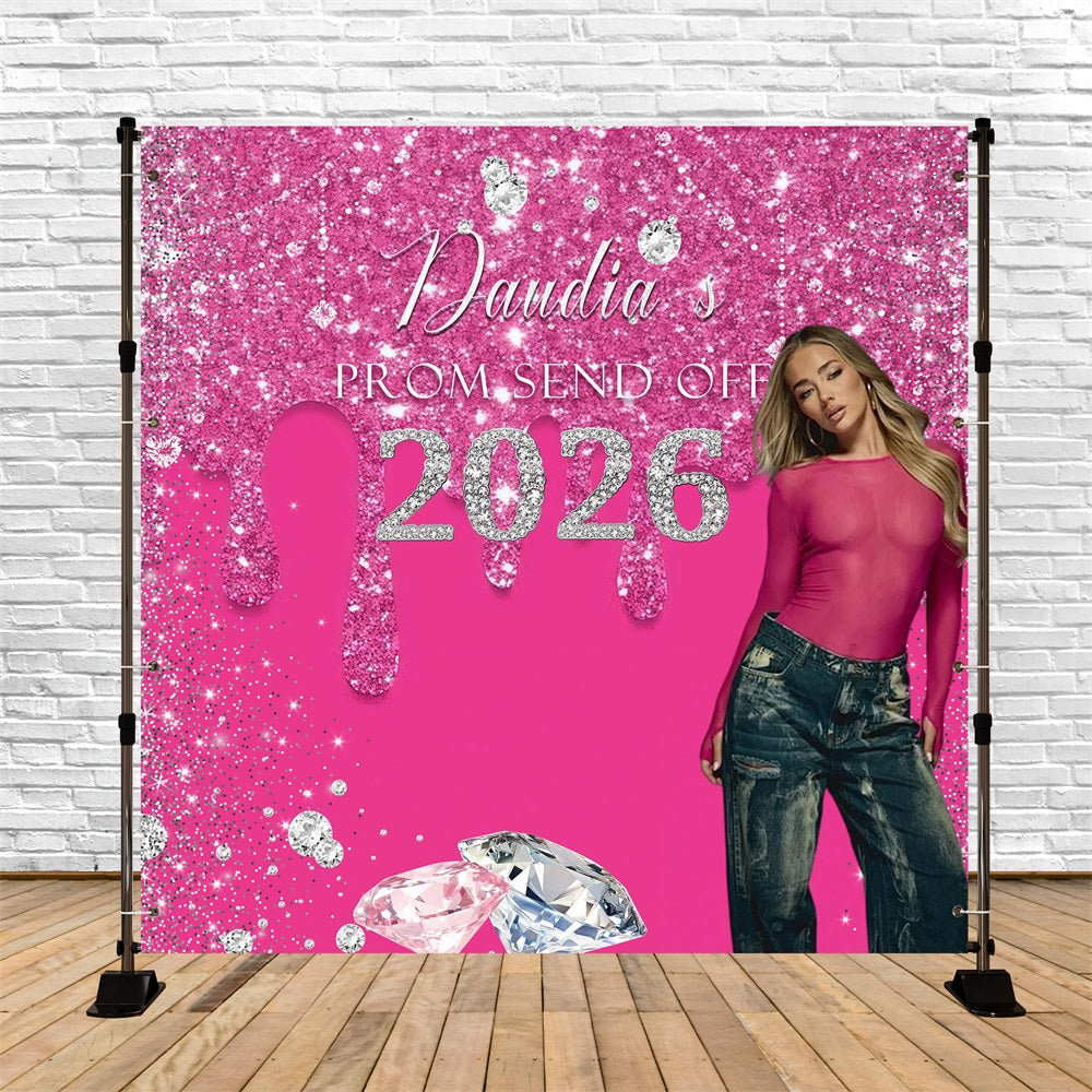 Pink Prom Backdrop Pink Sparkle Diamond Prom Party Backdrops UK RR63-60