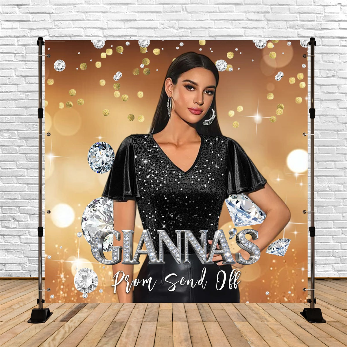 Gold Prom Backdrop Diamond Sparkle Glitter Bokeh Prom Party Backdrop UK RR63-63