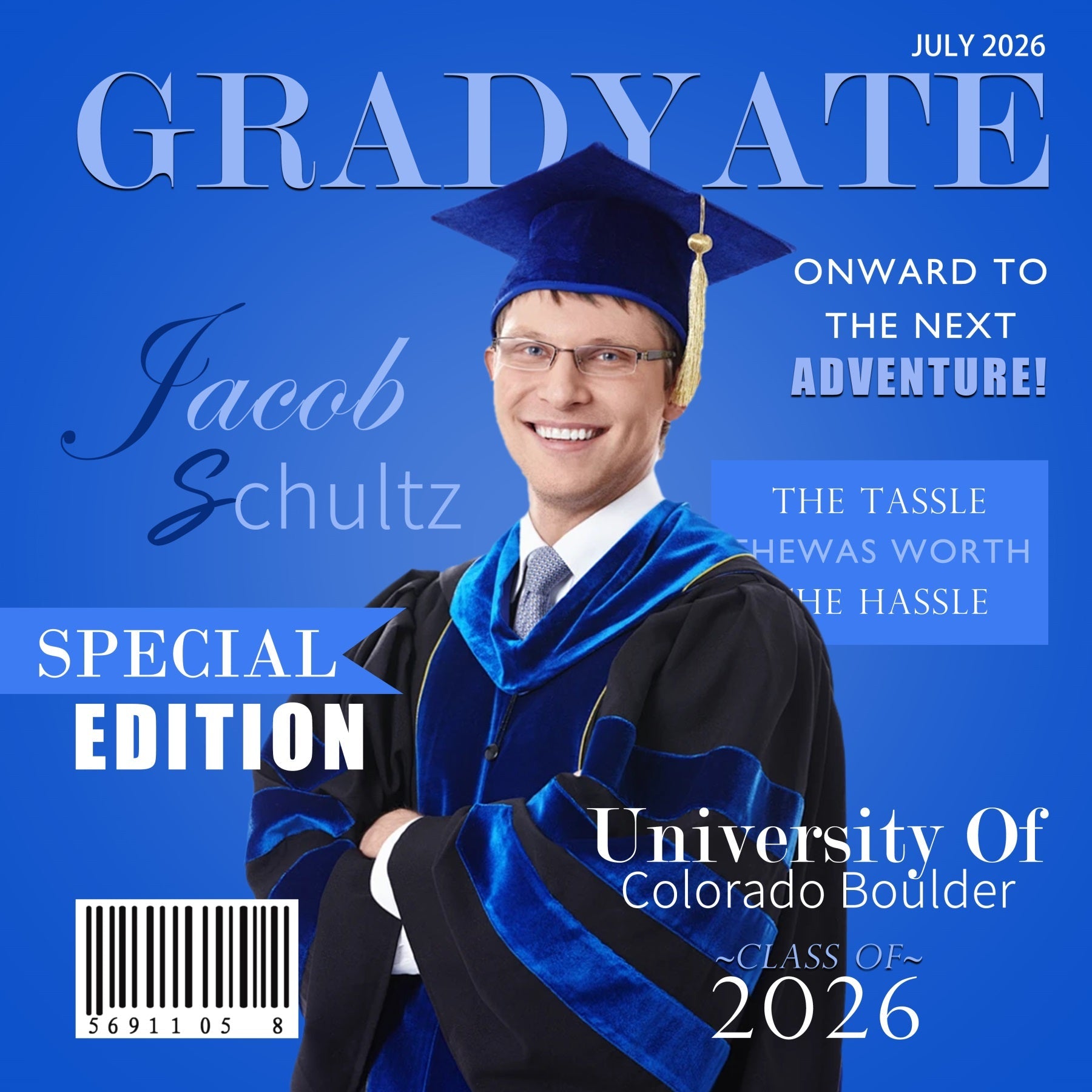 Blue Graduation Backdrop University Class of 2026 Personalized Graduation Backdrops UK RR63-72