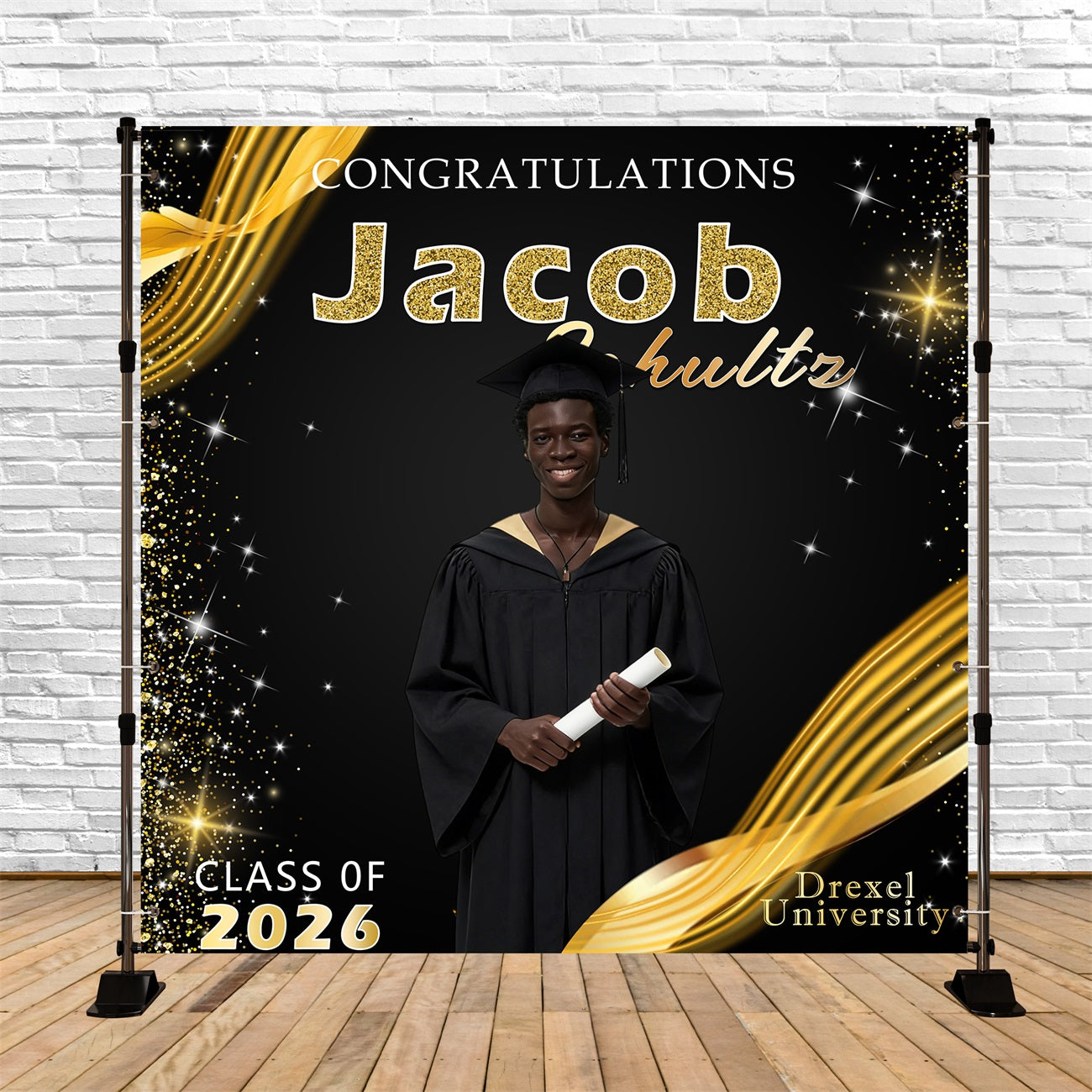 Simple Graduation Backdrop Ideas Gold Sliver Glitter Graduation Backdrop 2026 UK RR63-78