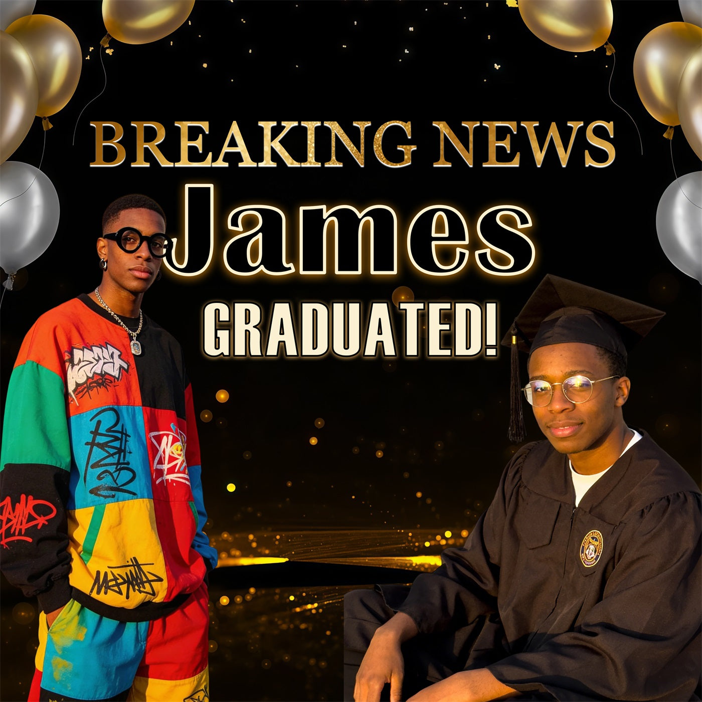 Graduation Party Backdrop Ideas Black Gold Spotlight Balloon Custom Graduation Backdrop UK RR63-8