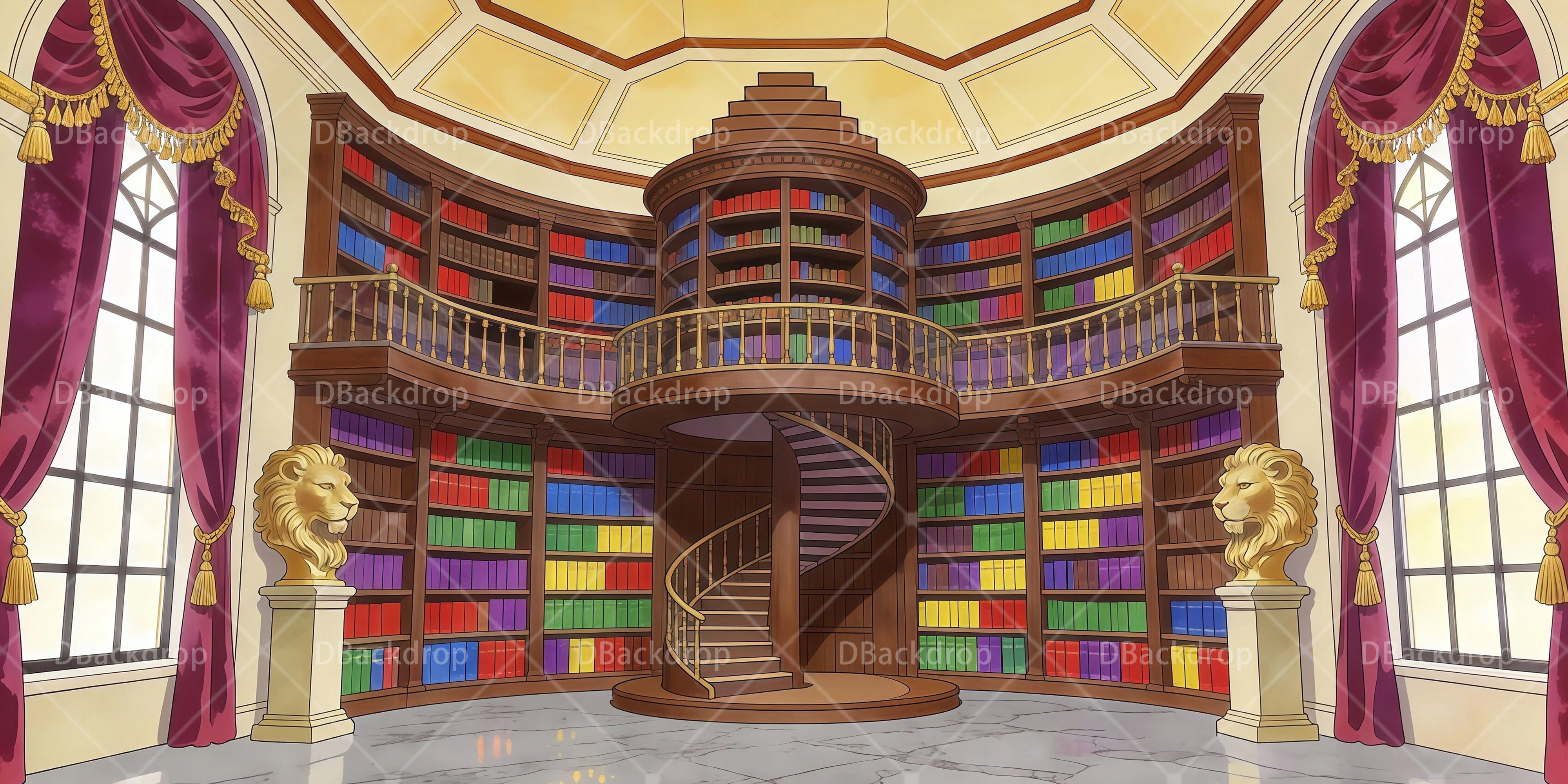 Performance Backdrops Mansion Library School Play Backdrops UK RR65-T19