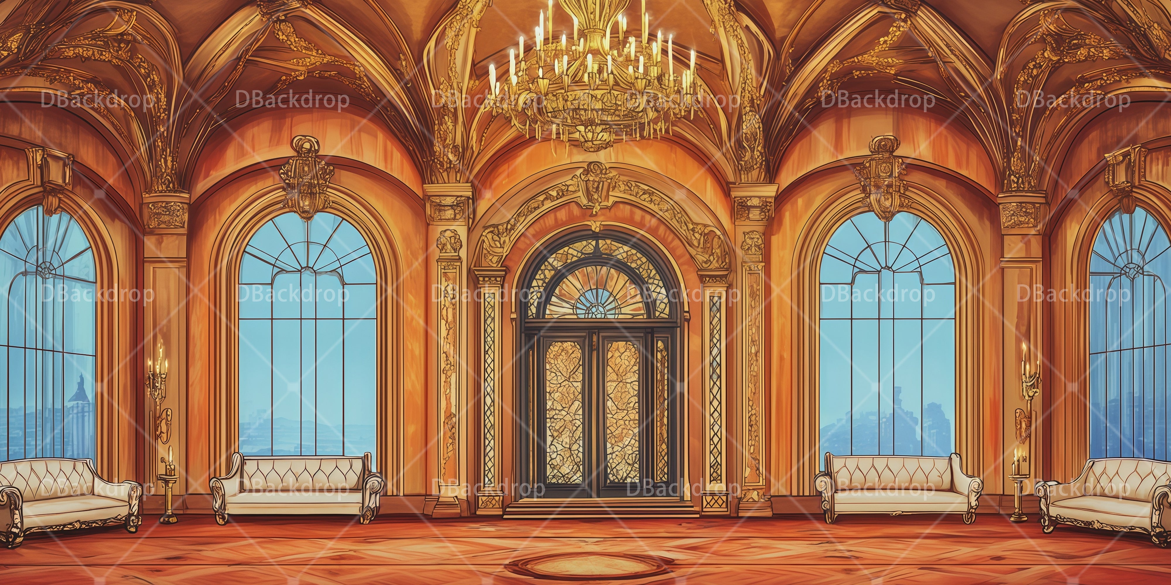 Dance Stage Backdrop Golden Palace Parlor Theater Backdrop UK RR66-T24