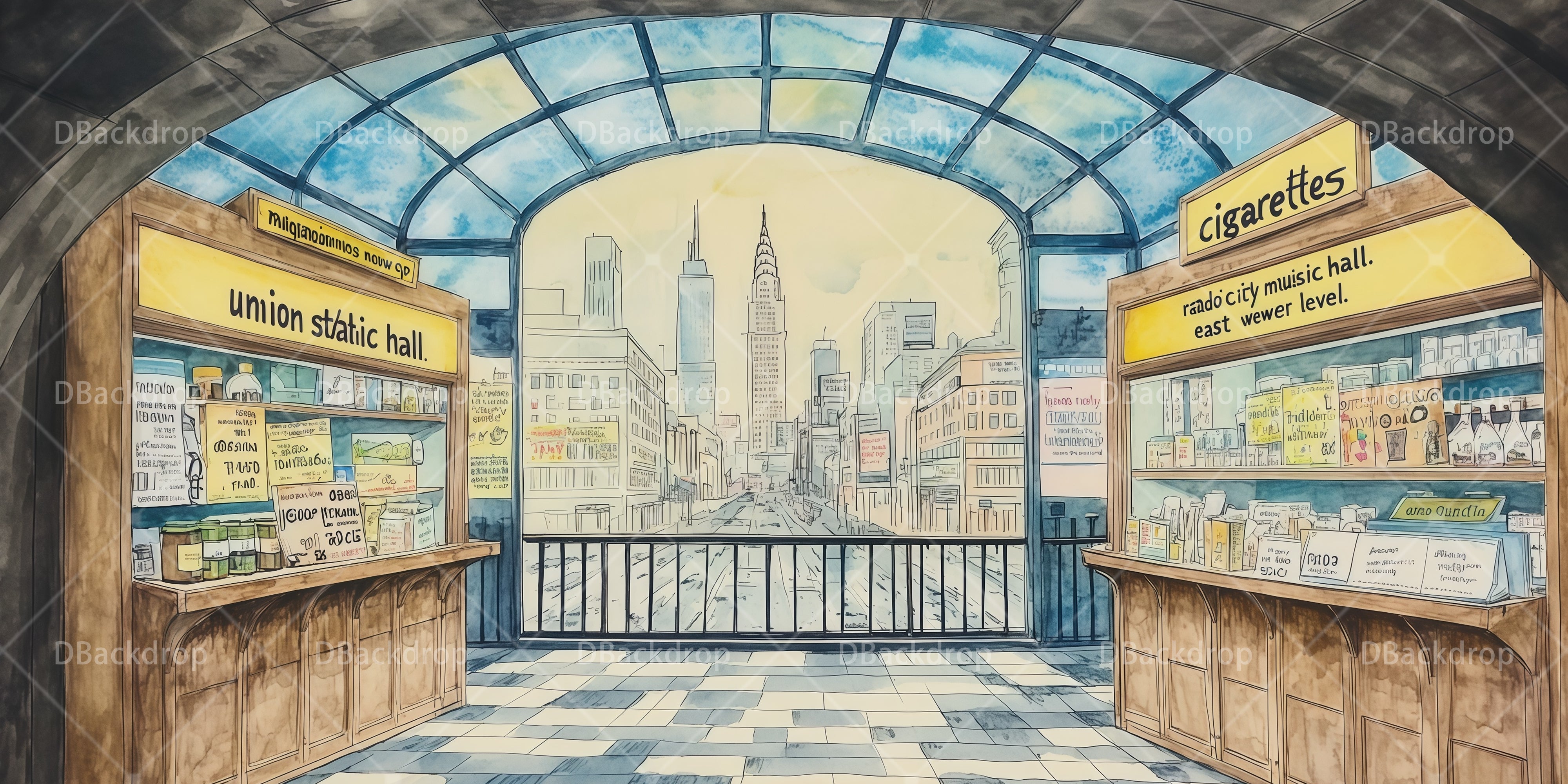 Stage Backdrop Railway Station hall Performance Backdrop UK RR66-T38