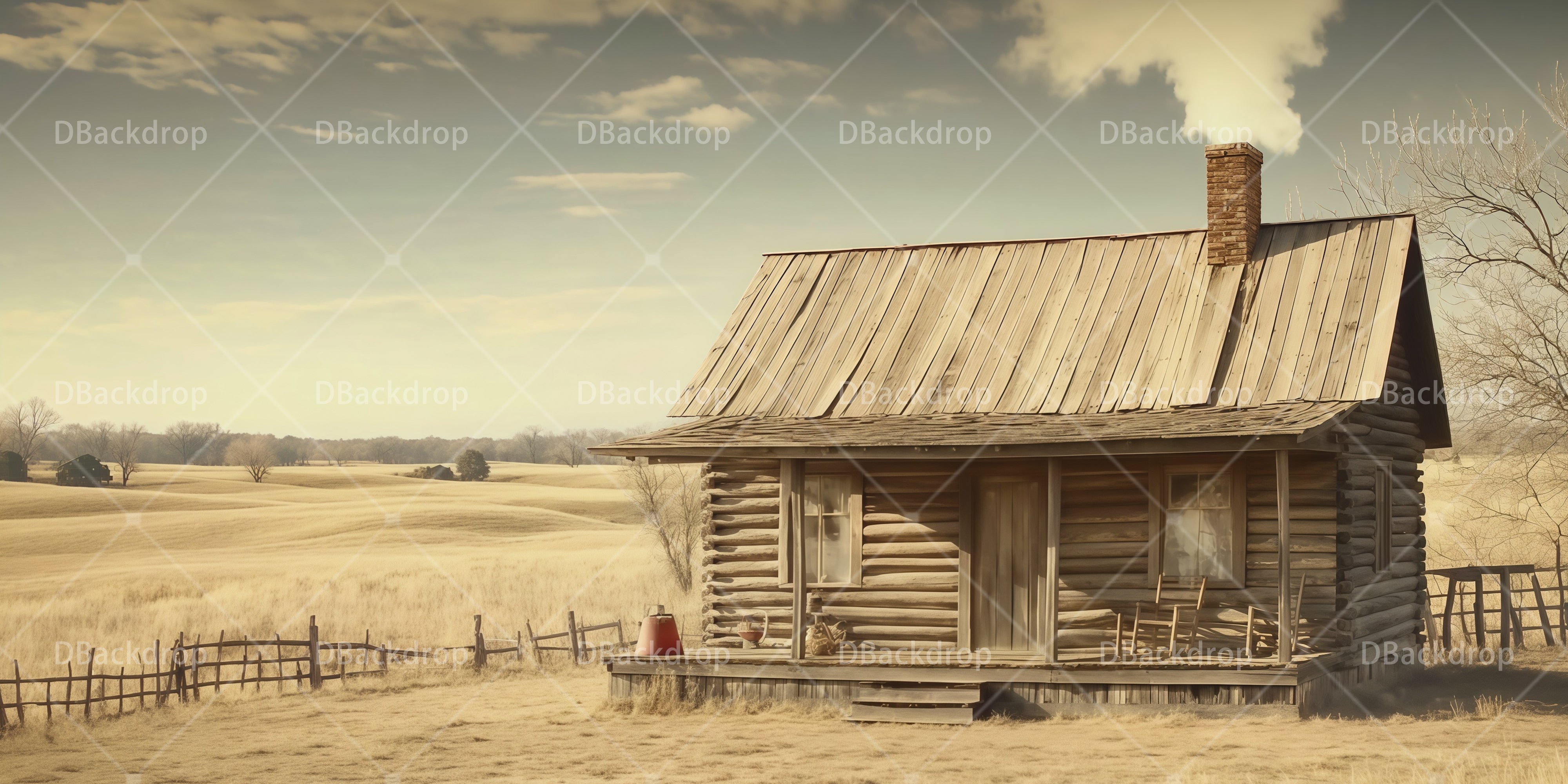 Theater Stage Backdrops Country Log Cabin Scenic UK Backdrops RR66-T60