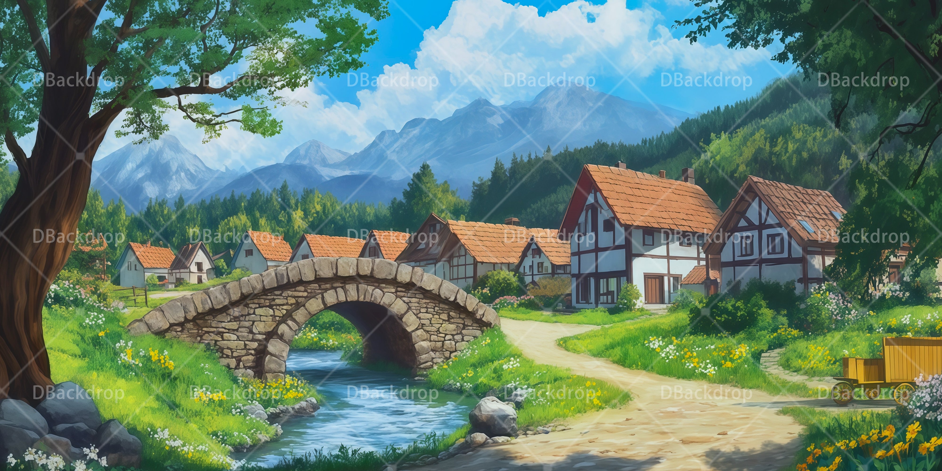 Stage Backdrop Ideas Quaint Village School Play Backdrops UK RR66-T75